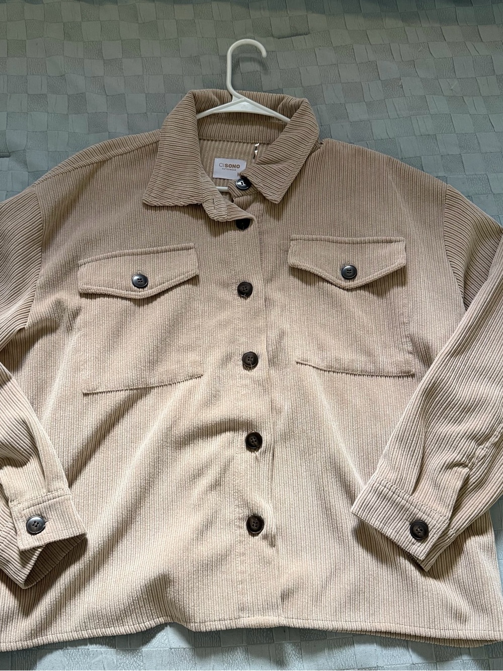Ci Sono Beige Tan Corduroy Button-Up Jacket